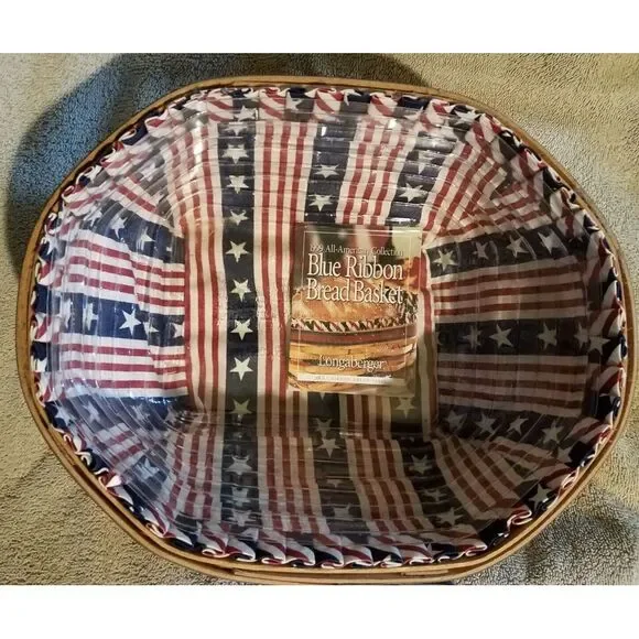 Vintage Longaberger 1999 All American Collection Blue Ribbon Bread Basket - Picture 2 of 7